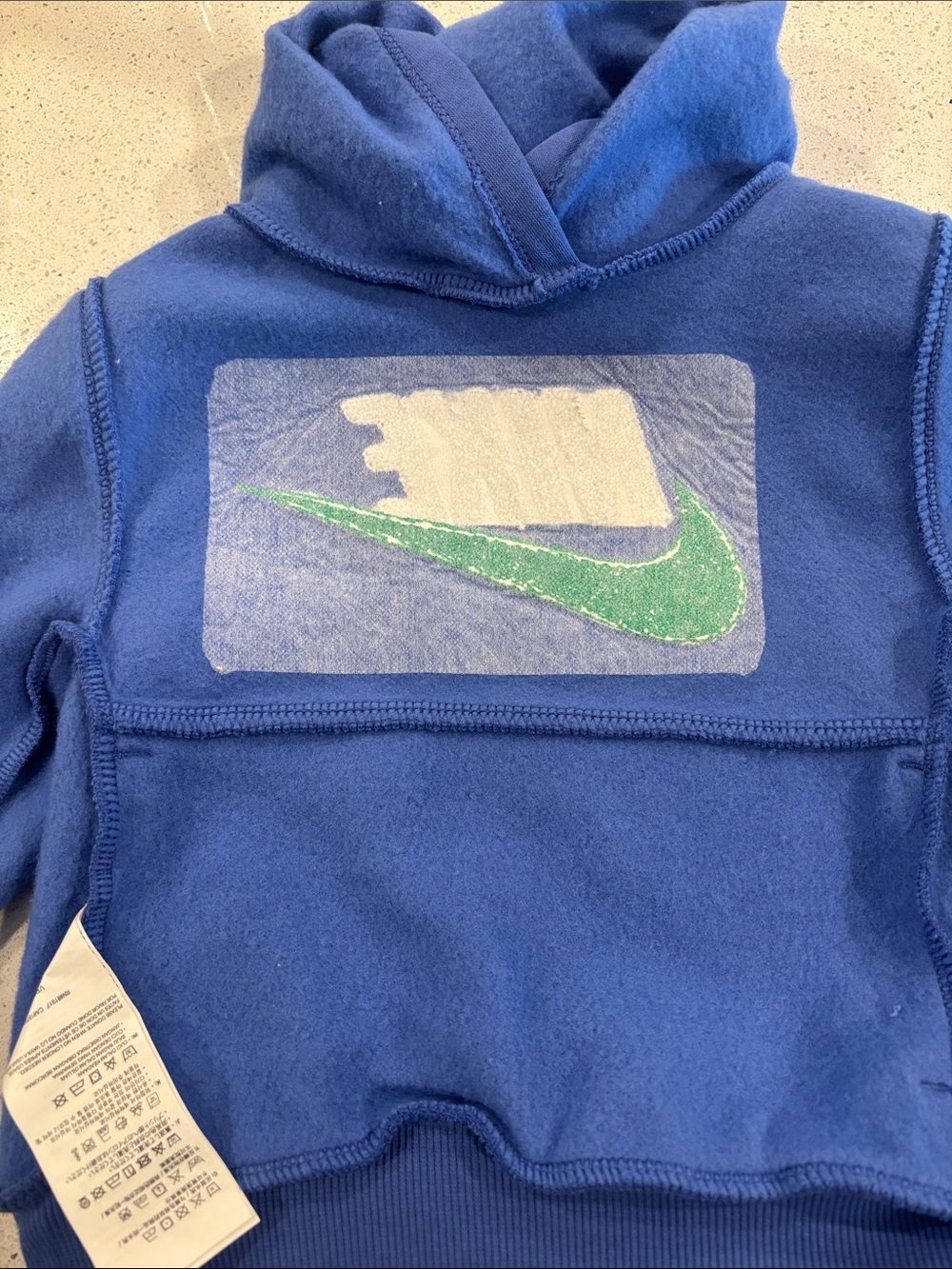 Nike Kids/Toddler Comet Blue Hooded Sweatshirt with Green Swoosh - Picture 6 of 6
